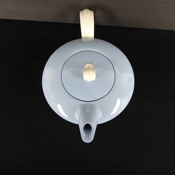 Homer Laughlin Blue Tea Pot Teapot Skyline Jubilee Art Deco Vintage - Picture 6 of 16